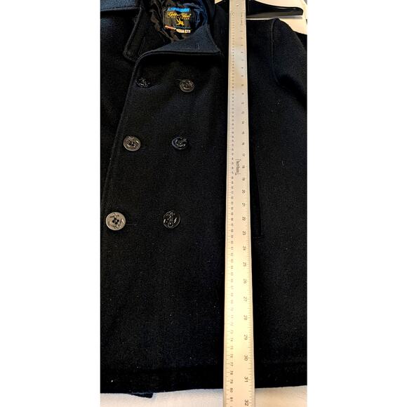 Vtg Spiewak Black Peacoat Mens 46 Wool Naval Double Breasted Golden Fleece Coat - Picture 6 of 12